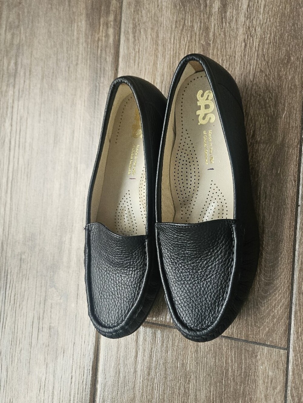 SAS Black Pebbled Leather Slip-On Loafers